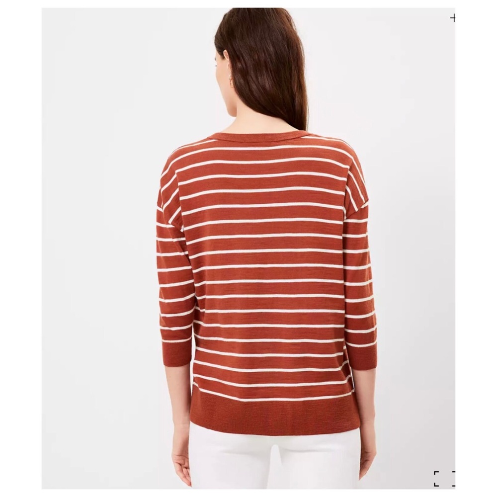 Striped Split Neck Tunic Sweater - Picture 3 of 3